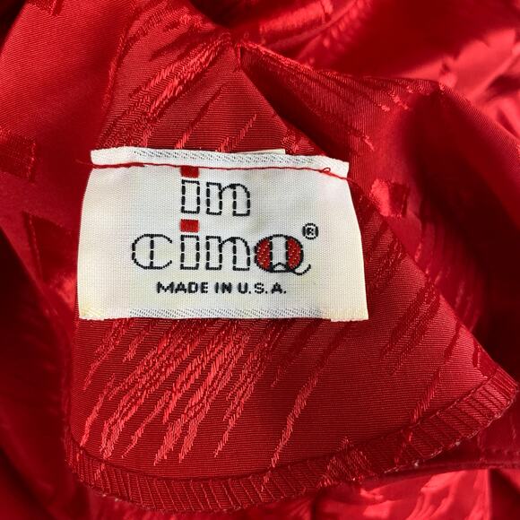 Vintage In Cinq Red Satin Long Sleeve Blousen Dress Career Teacher - Picture 7 of 8